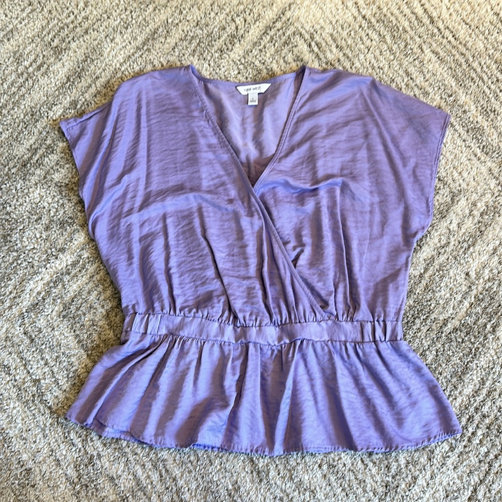 Nine‎ West pastel purple Peplum Top Size L - Picture 4 of 5